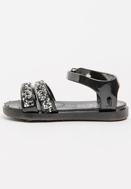 Foot Focus - Girls Glitter Sandal Black