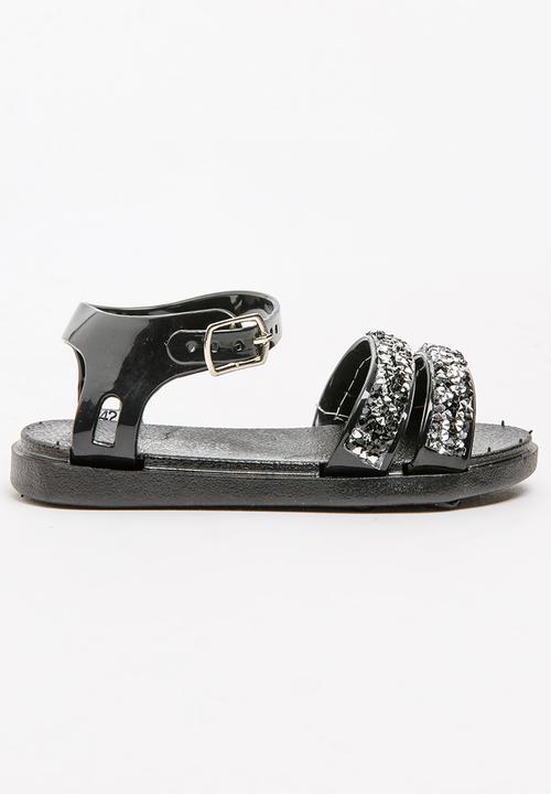 Foot Focus - Girls Glitter Sandal Black