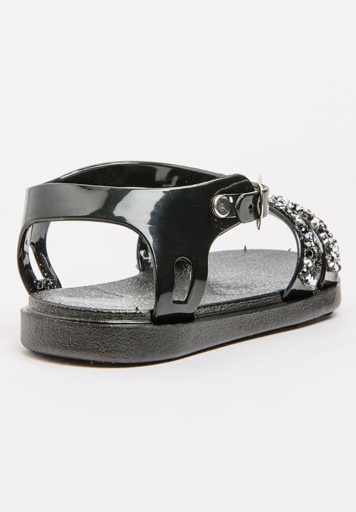 Foot Focus - Girls Glitter Sandal Black