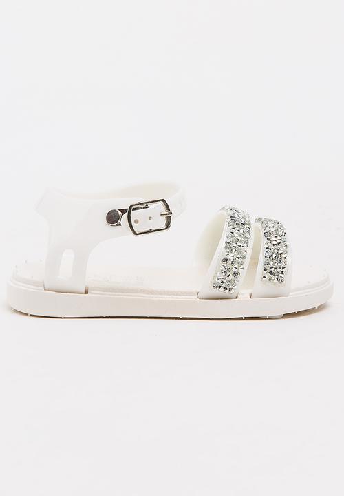 Foot Focus - Girls Glitter Sandal White