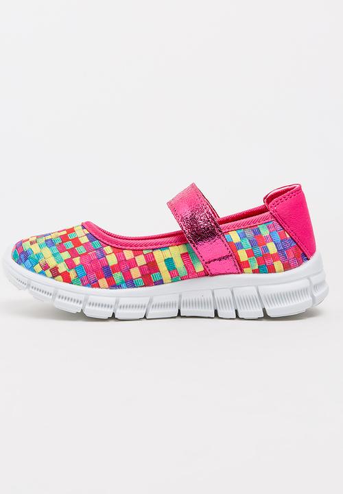 Foot Focus - Girls Sporty Pump Dark Pink