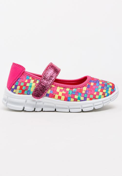 Foot Focus - Girls Sporty Pump Dark Pink