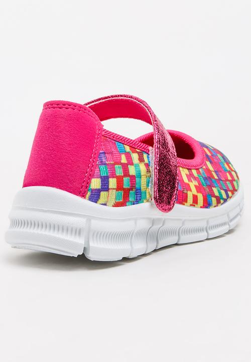 Foot Focus - Girls Sporty Pump Dark Pink