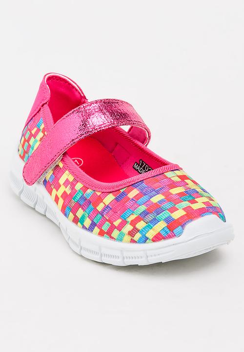 Foot Focus - Girls Sporty Pump Dark Pink
