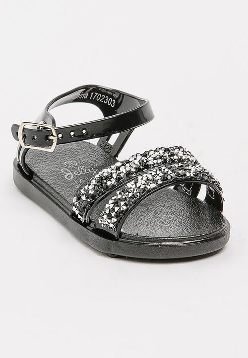 Foot Focus - Girls Glitter Sandal Black