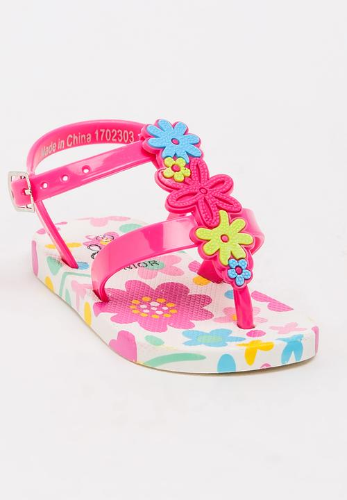 Foot Focus - Floral Sandal Dark Pink