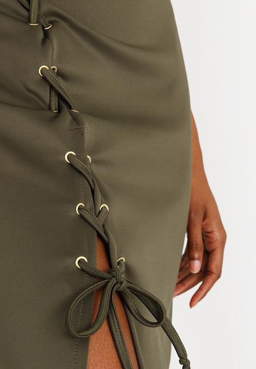 STYLE REPUBLIC - Lace-up Skirt Dark Green