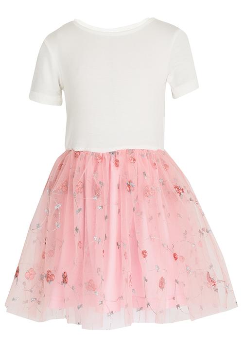 See-Saw - Embroidered Mesh Combo Dress Mid Pink