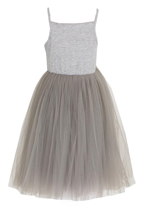 Pop Candy - Girls Tulle Combo Dress Grey