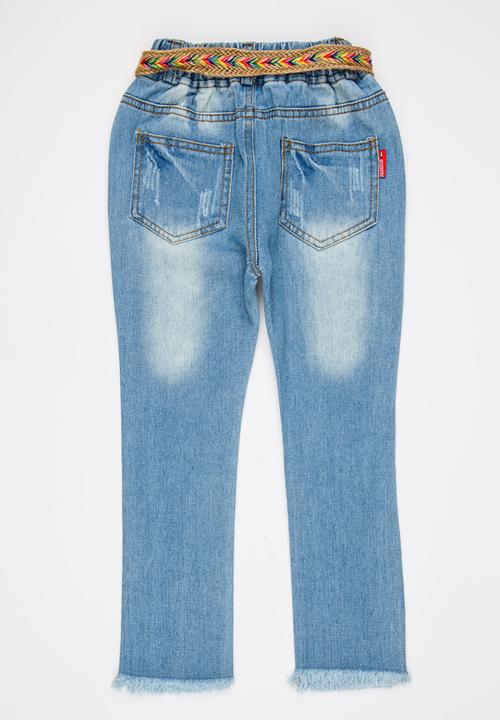 Pop Candy - Girls Ripped Jeans Blue