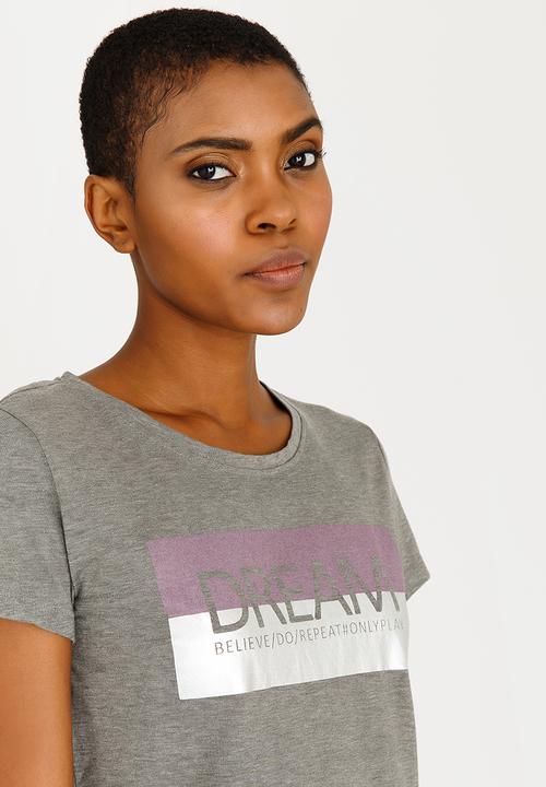 ONLY Play - Maria Fitted Short Sleeve Tee Grey Melange