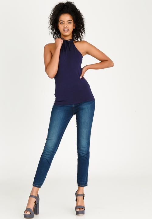 GUESS - Elyza Mock Tie Detail Top Navy