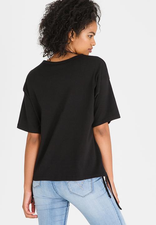 c(inch) - Side Tie T-shirt Black