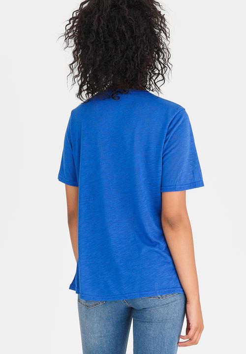 c(inch) - Lace-Up Choker Detail Tee Blue