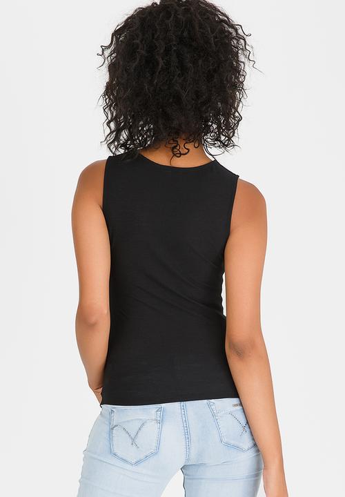SISSY BOY - Lace-up Detail Top Black