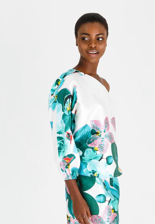 RUFF TUNG - Tulip One Shoulder Top Green