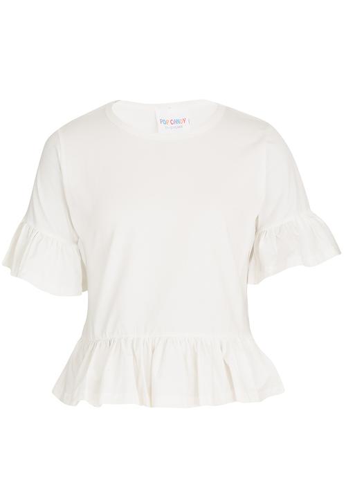 Pop Candy - Girls Frill Top White