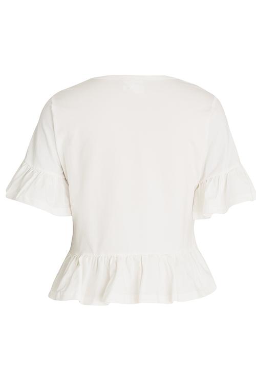 Pop Candy - Girls Frill Top White