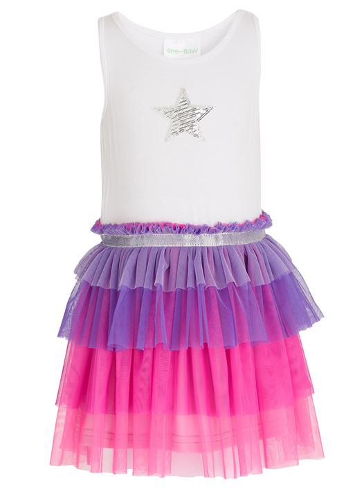 See-Saw - Tiered Mesh Dress Multi-colour