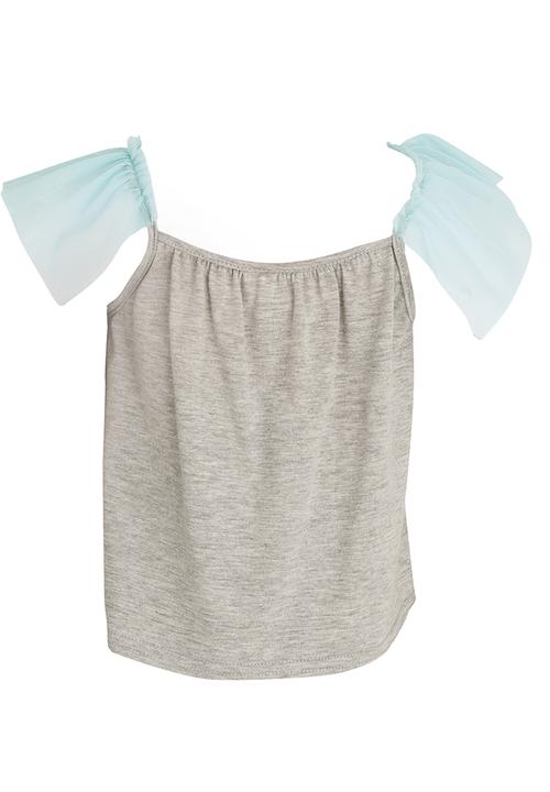 See-Saw - Spaghetti Top With Mesh Frill Grey