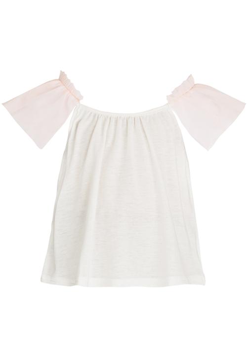 See-Saw - Spaghetti Top With Mesh Frill Milk