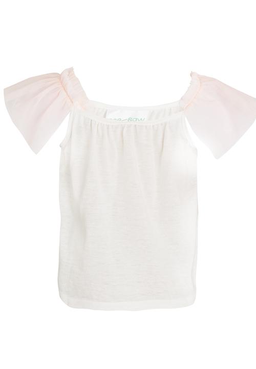 See-Saw - Spaghetti Top With Mesh Frill Milk