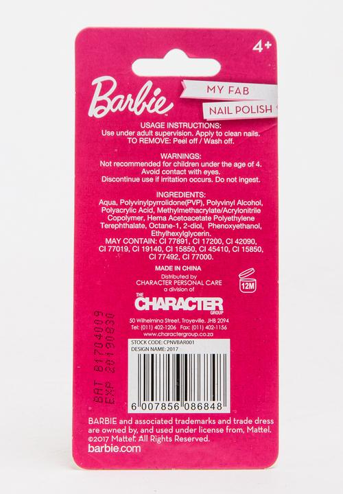 Character Fashion - Barbie Single Nail Varnish Multi-colour