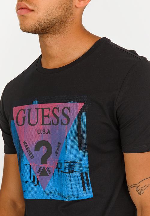 GUESS - Basic Pop Colour Logo Crew Tee Black