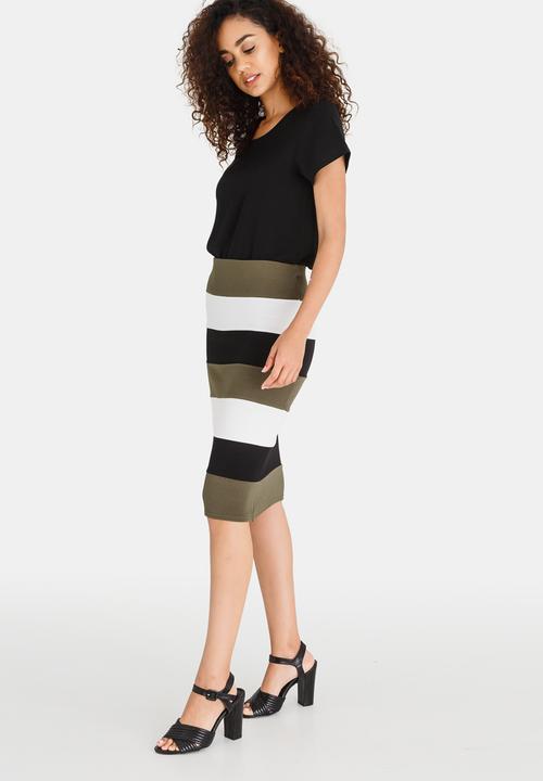 edit - Column Knit Skirt Khaki Green