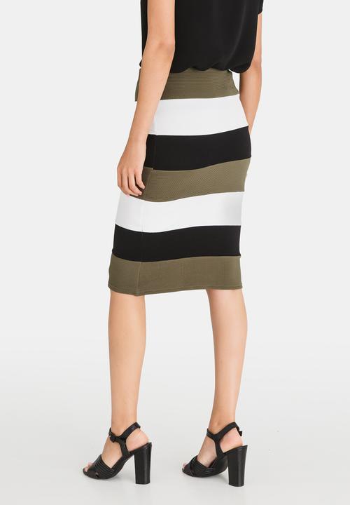 edit - Column Knit Skirt Khaki Green