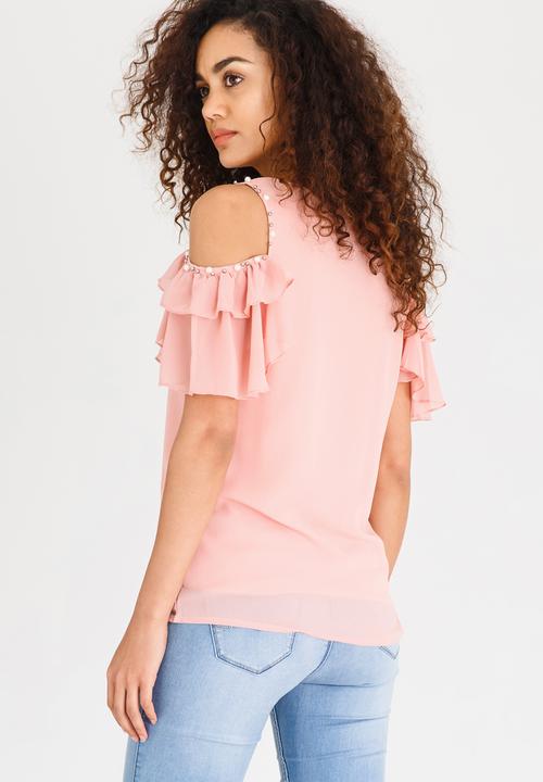 edit - Tier Blouse with Frill Pale Pink