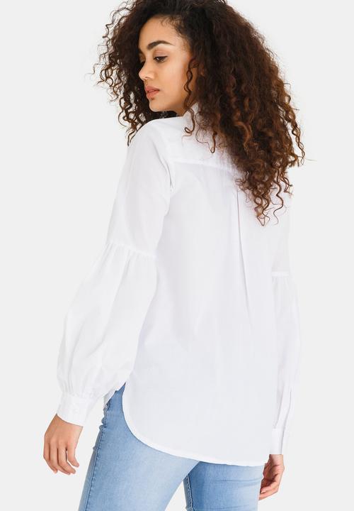 edit - Longsleeve Shirt with Sleeve Detail White