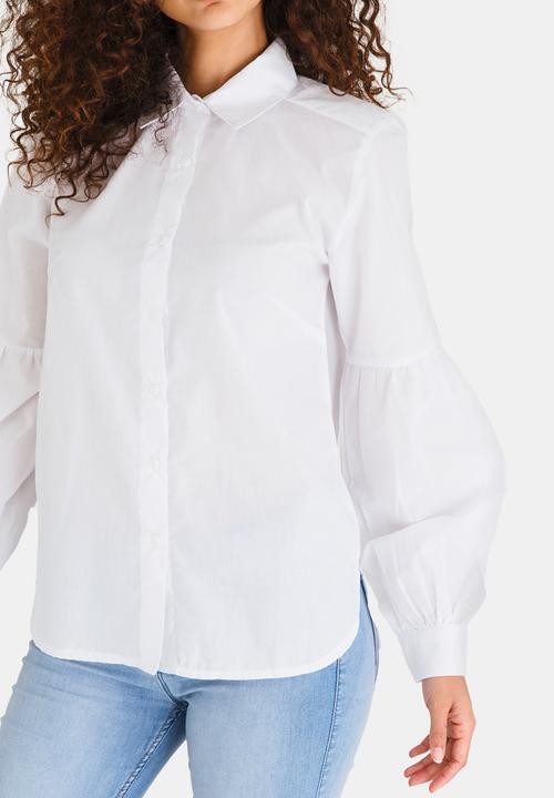 edit - Longsleeve Shirt with Sleeve Detail White