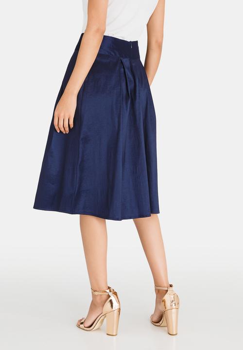 edit - High Waisted Fit and Flare Skirt Navy