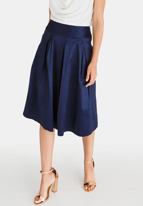 edit - High Waisted Fit and Flare Skirt Navy