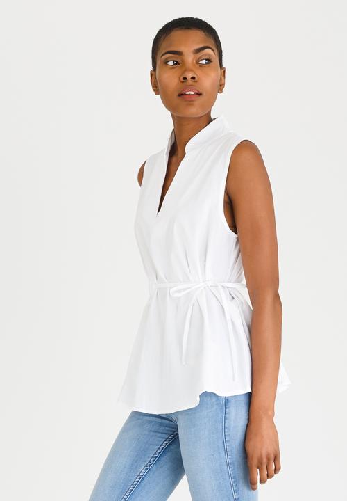 edit - Sleeveless Blouse with Ties White