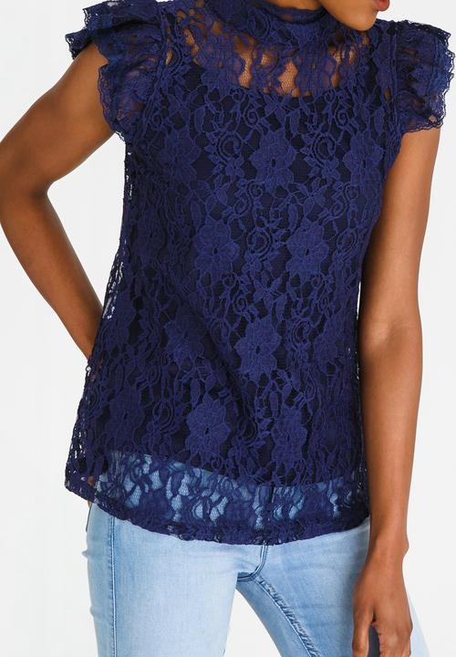 edit - Lace Top with Inner Cami Navy