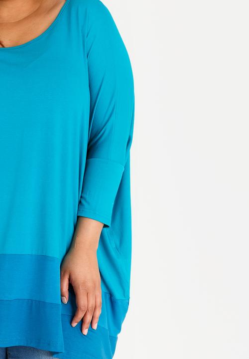 edit Plus - Colour Block Tunic Mid Blue