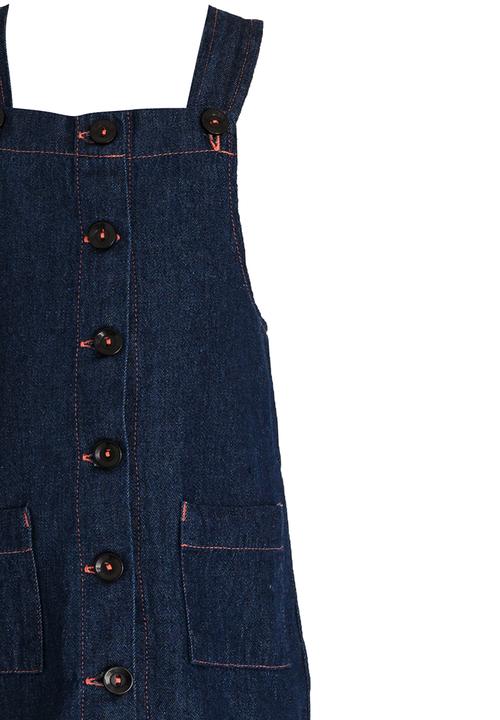 Twin Clothing - Denim Pinafore Dress Dark Blue