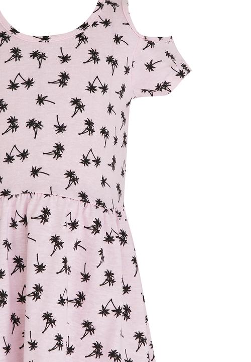 Twin Clothing - Palm Printed Dress Pale Pink