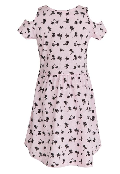 Twin Clothing - Palm Printed Dress Pale Pink