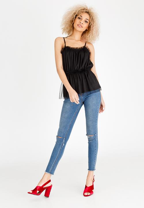 STYLE REPUBLIC - Mesh Tier Cami Black