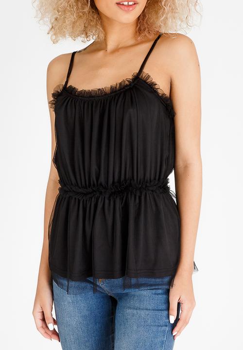 STYLE REPUBLIC - Mesh Tier Cami Black