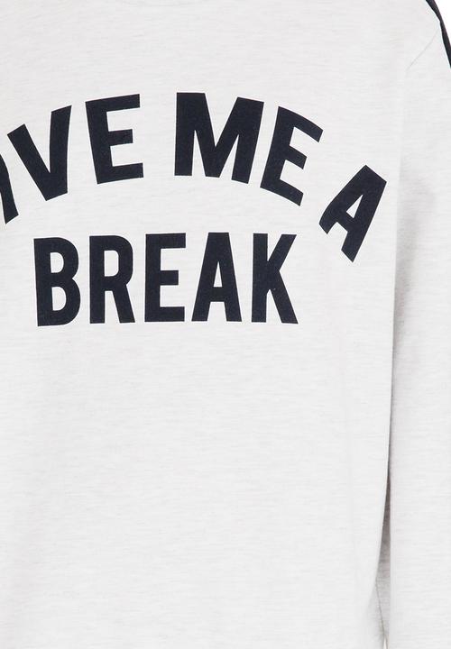 Name It - Printed Sweat Top Grey Melange