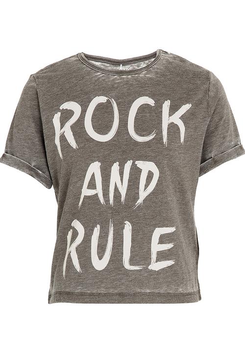 Name It - Printed Boxy Tee Grey