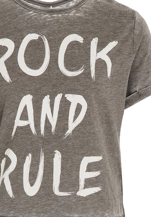 Name It - Printed Boxy Tee Grey