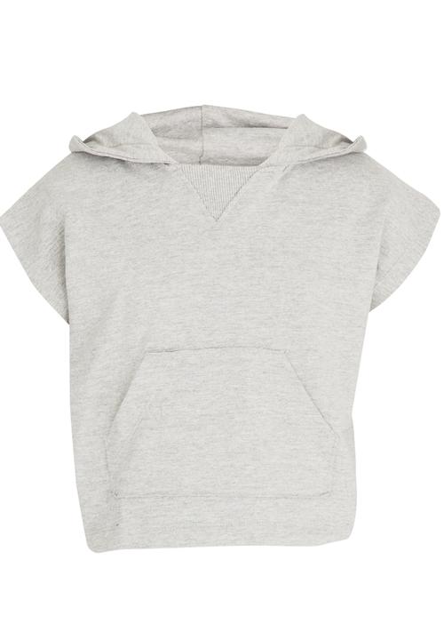 Name It - Cropped Sleeveless Hoodie Grey Melange