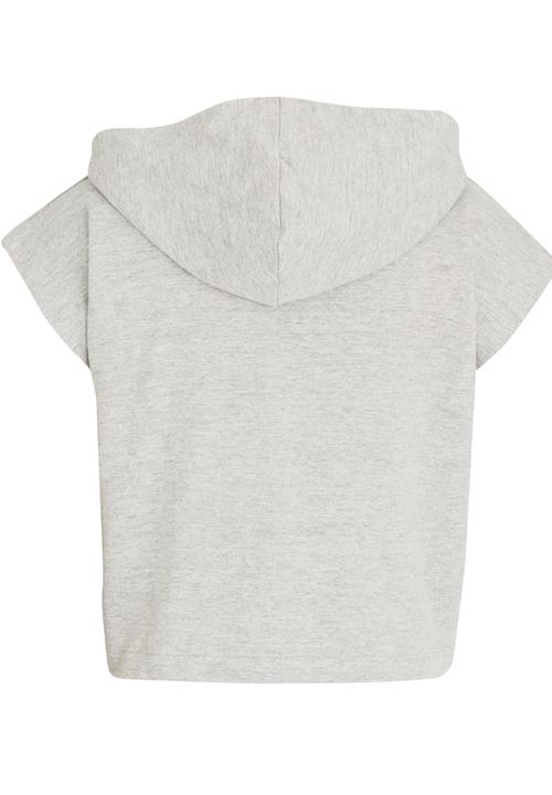 Name It - Cropped Sleeveless Hoodie Grey Melange