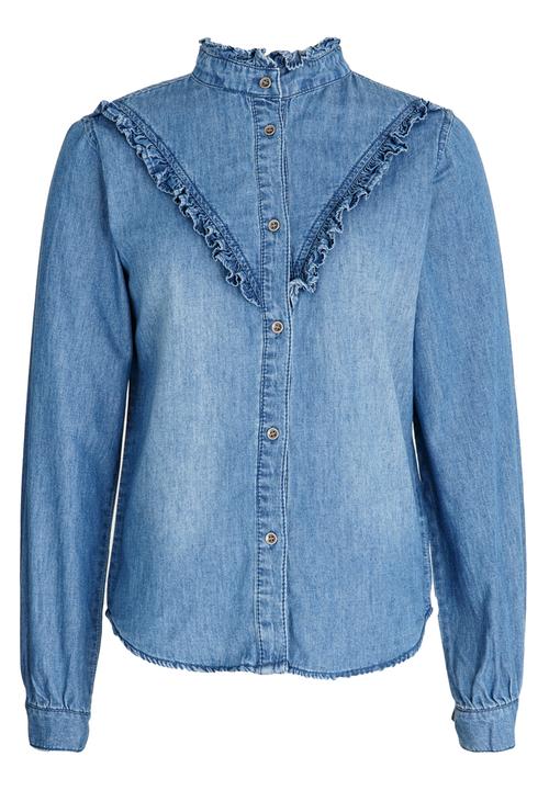 Name It - Denim Frill Blouse Pale Blue