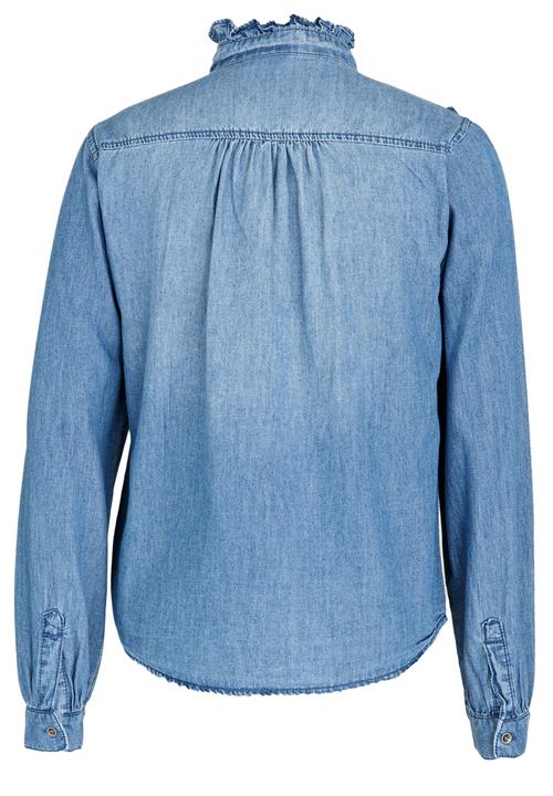 Name It - Denim Frill Blouse Pale Blue